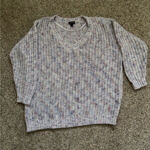 Torrid Multicolor Ribbed Chunky Knit V-Neck Sweater